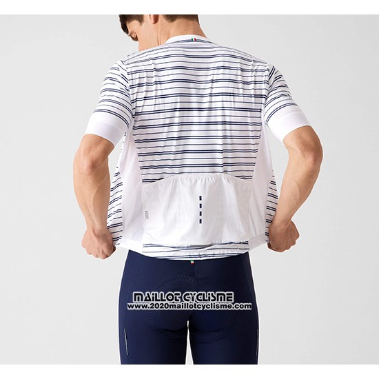 2019 Maillot Ciclismo La Passione Stripe Blanc Manches Courtes et Cuissard